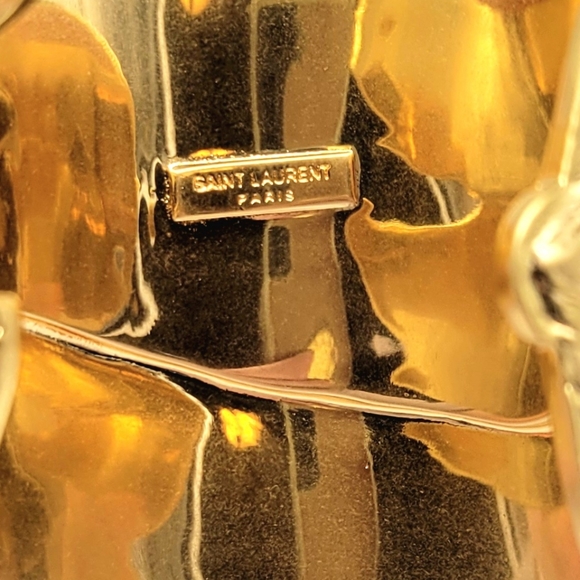Yves Saint Laurent Paris HEAVY RARE Chunky Wide Gold Leaf Cuff Bracelet - Picture 10 of 11